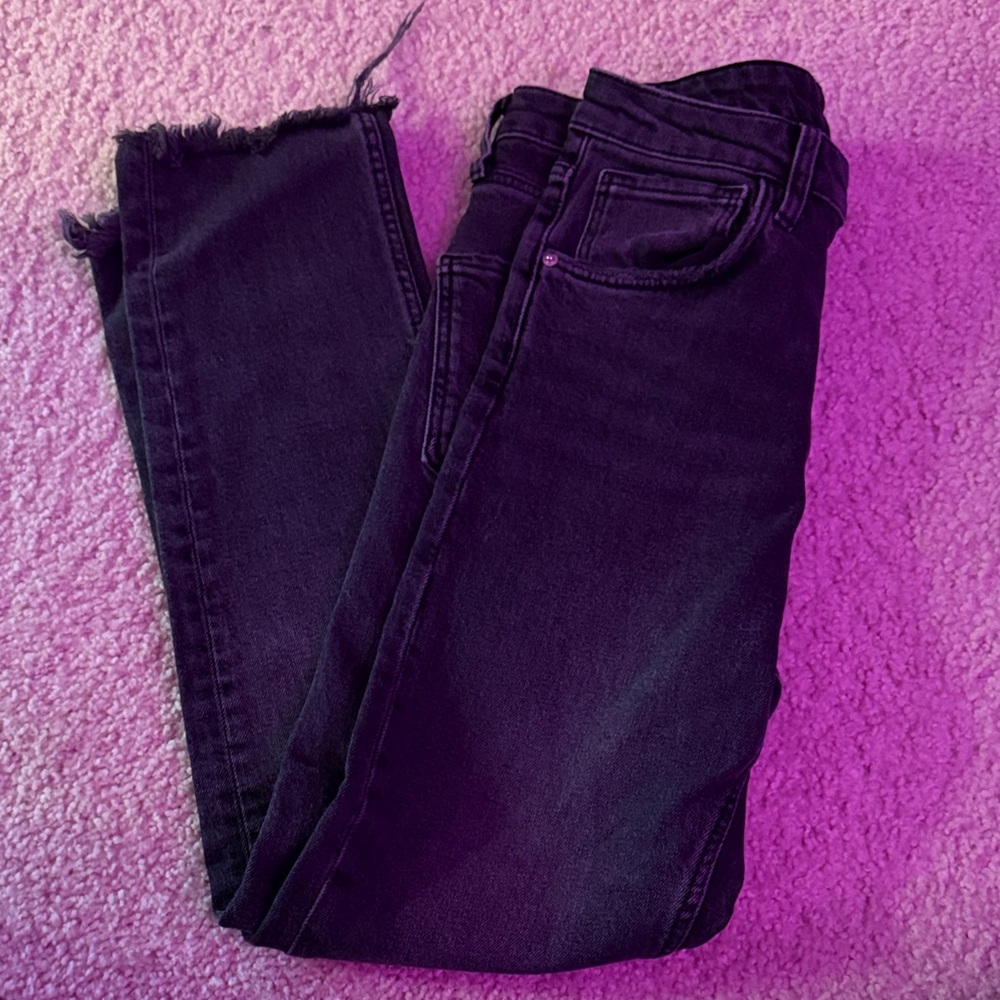 Zara Black Cropped Distressed Jeans
